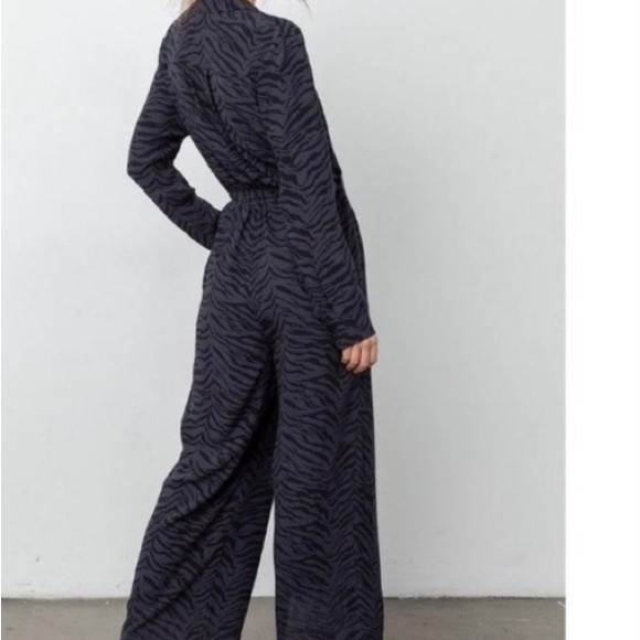 NEW | Rails Callan Wide Leg Button Front Jumpsuit Charcoal Tiger Stripe - Picture 3 of 3